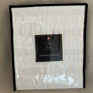 New Cynthia Rowley  Shower Curtain 72x72 Shabby Chic White Ruffle Polyester NIP